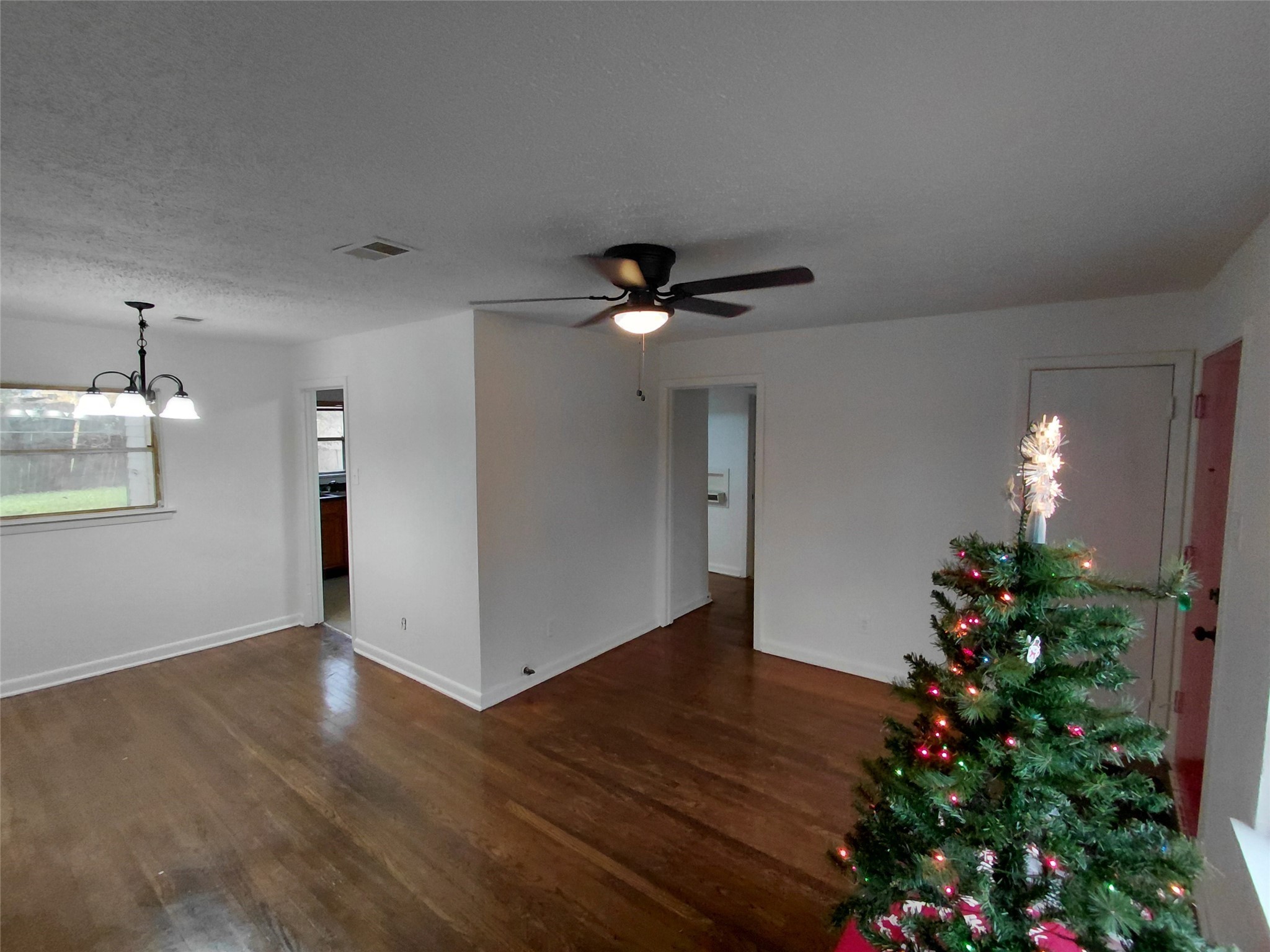 201 Delta Street Pasadena, TX 77506 - Photo 14 of 19 a view of an empty room with wooden floor and a potted plant