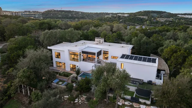 an aerial view of a house