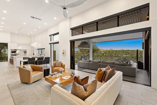 a living room with furniture