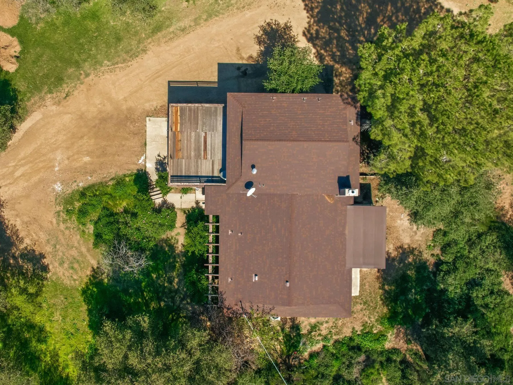 9907 Anderson Ranch Road Descanso, CA 91916 - Photo 35 of 42 an aerial view of a house with a yard and garden