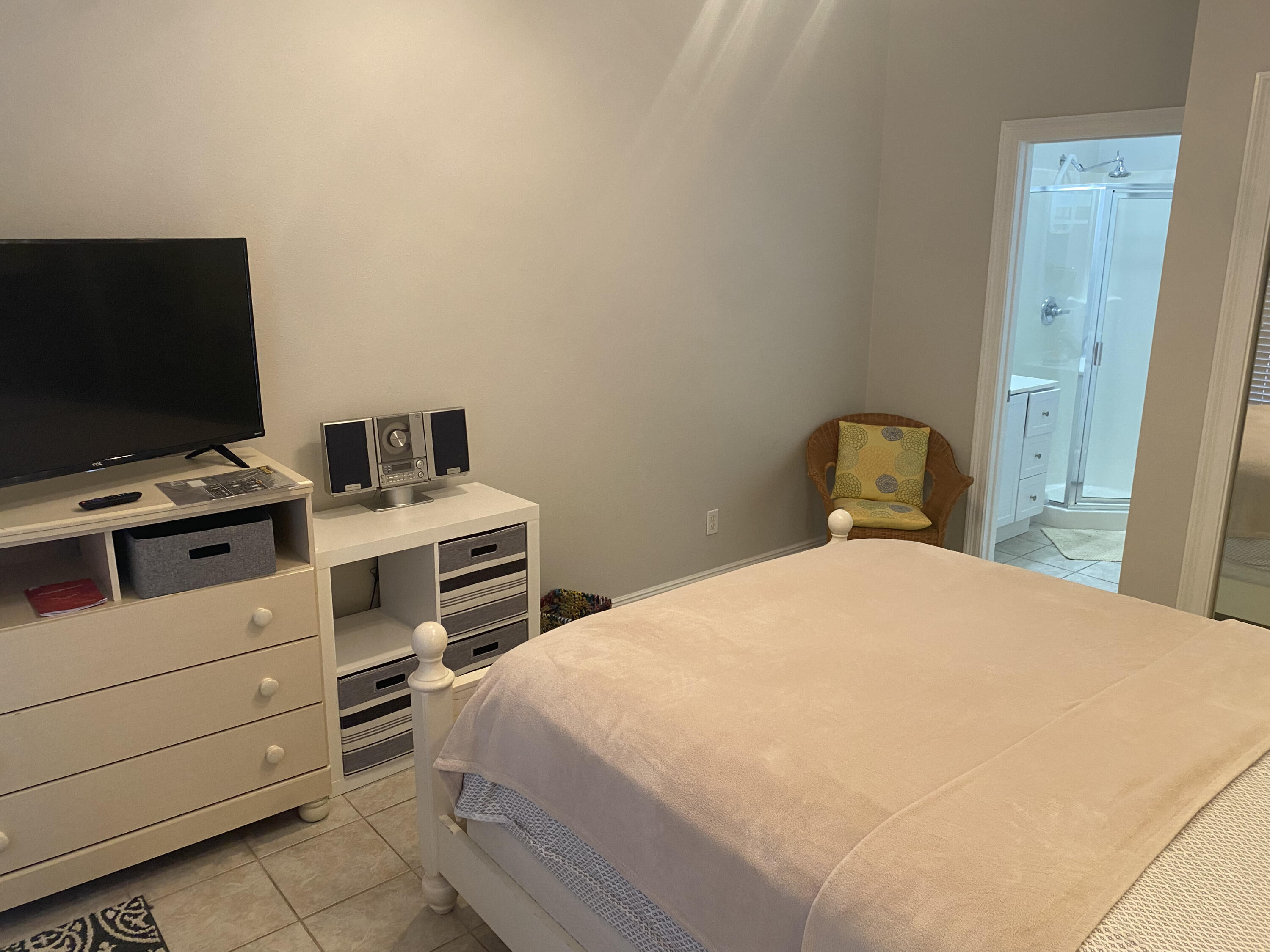 9 East Blue Crab Loop Inlet Beach, FL 32461 - Photo 43 of 55 a bedroom with a bed and flat screen tv