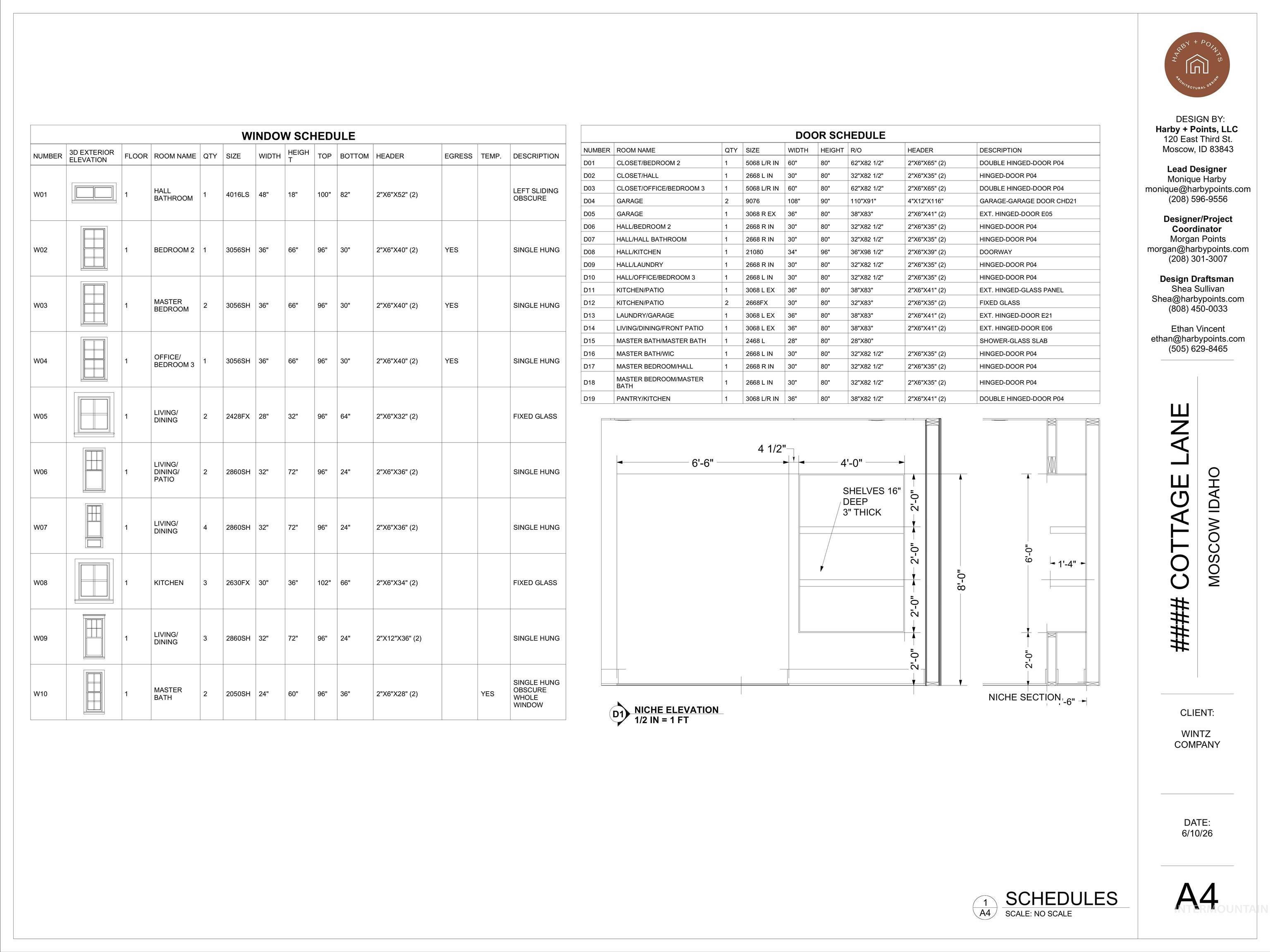 1463 Cottage Lane Moscow, ID 83843 - Photo 14 of 23 Schedules. Detailing the window and door specifications for the property