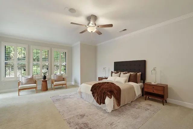 a view of a garden with trees