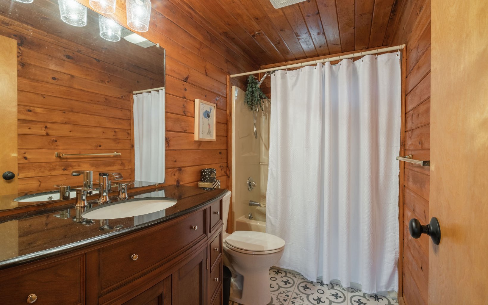 1311 Little Bushy Head Road Blue Ridge, GA 30513 - Photo 22 of 39 a bathroom with a sink and a mirror