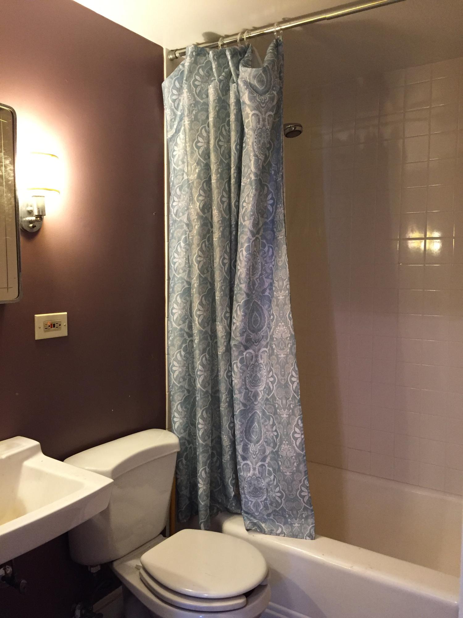 296 Belden Hill Road Wilton, CT 06897 - Photo 13 of 18 a white toilet sitting next to a shower curtain