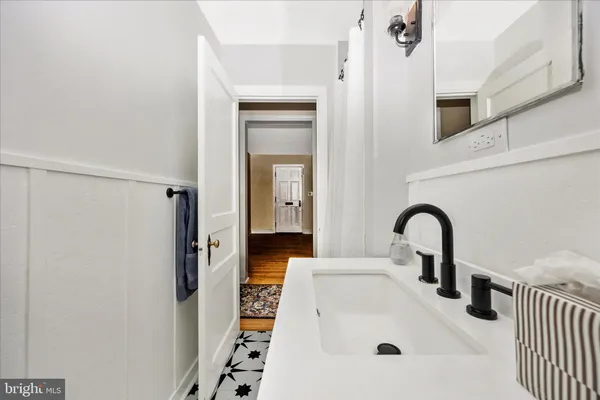 a close view of a sink and tap