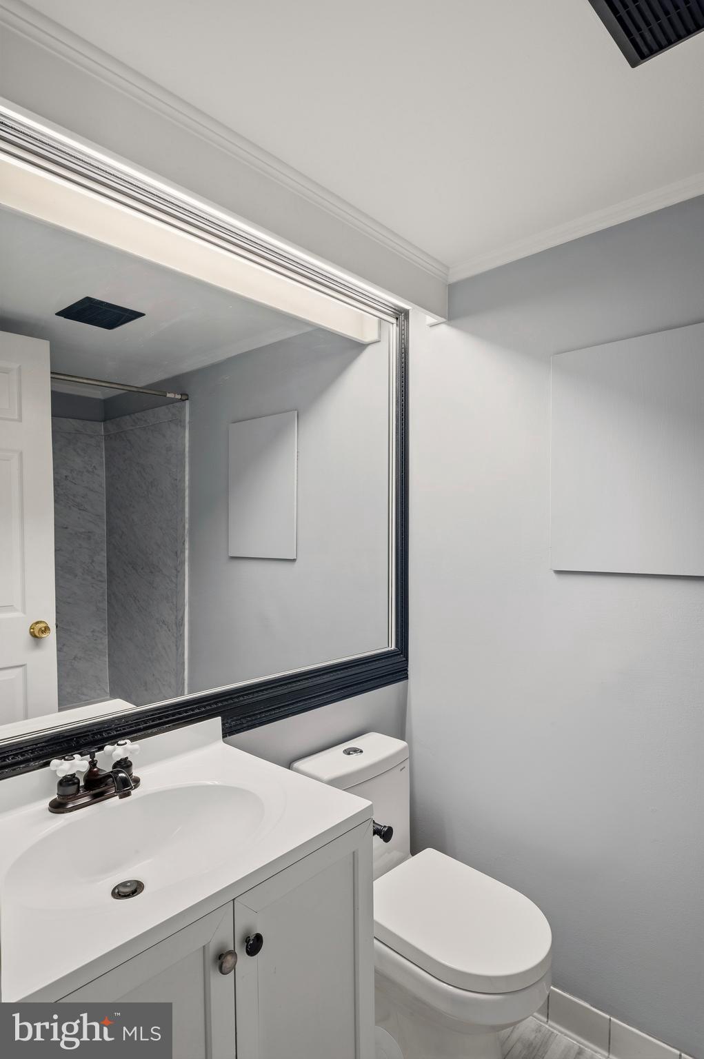 636 Portland Street Baltimore, MD 21230 - Photo 13 of 20 a bathroom with a sink a toilet and mirror