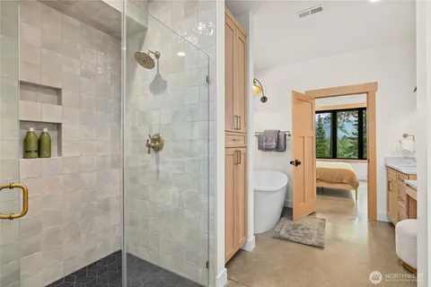 a bathroom with a shower