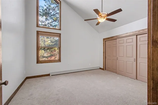 an empty room with windows