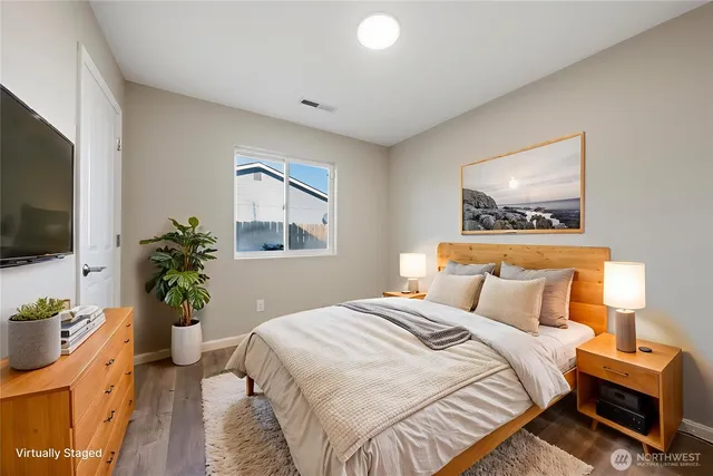 a view of a room with racks on the wall