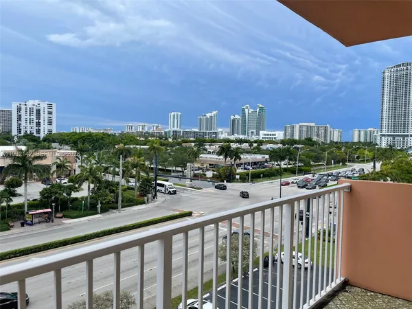 a view of a city from a balcony