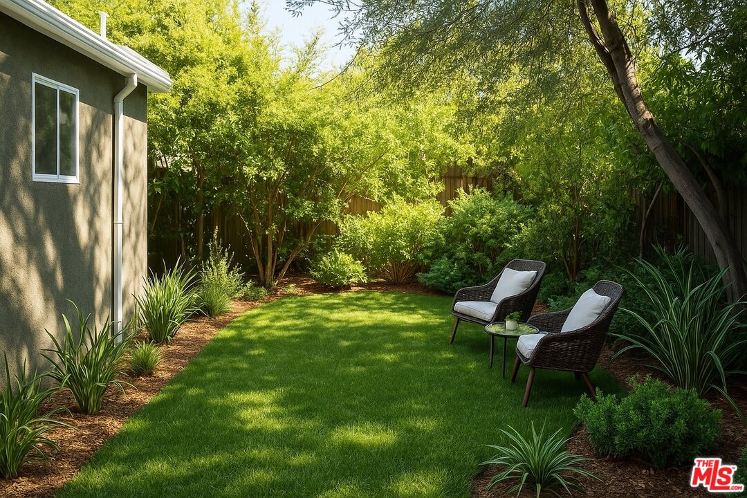 6006 Babbitt Avenue Encino, CA 91316 - Photo 28 of 32 a view of backyard with outdoor seating and green space