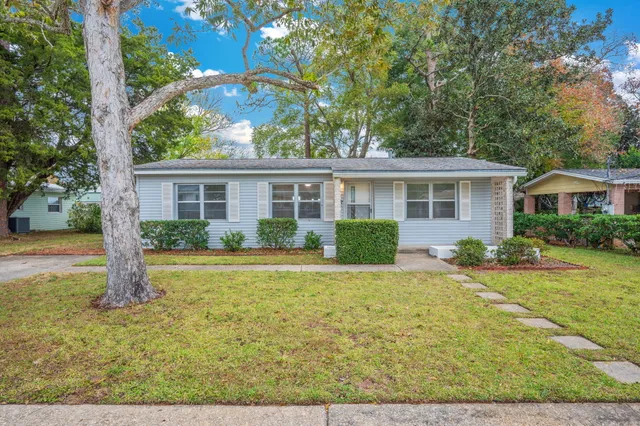 a house view with a garden space