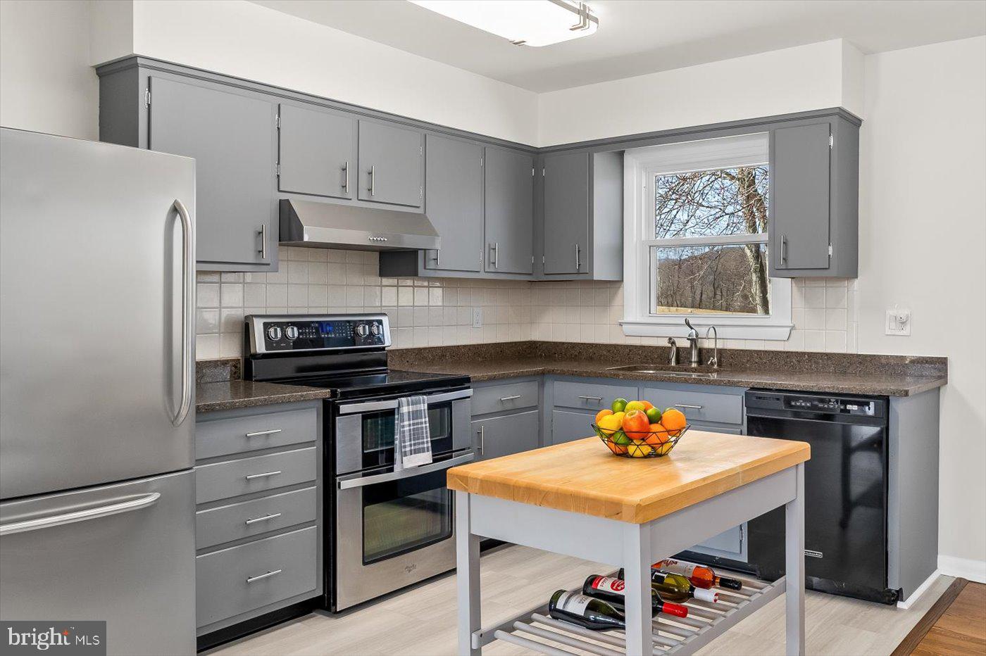 297 Tiger Valley Road Washington, VA 22747 - Photo 10 of 39 a kitchen with stainless steel appliances a stove refrigerator sink and cabinets