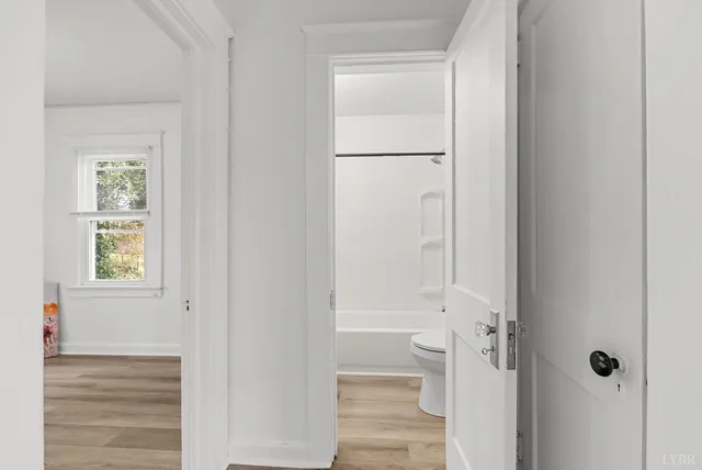 a bathroom with a bathtub