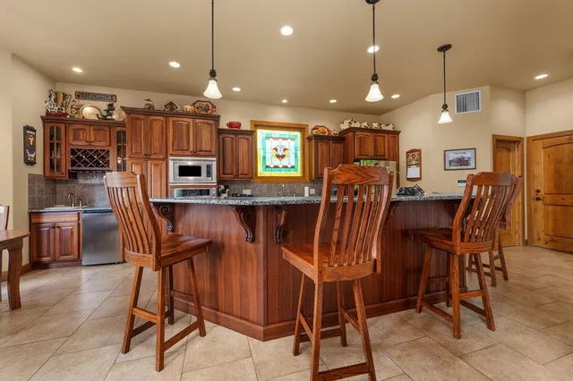 a view of a dining area with furniture