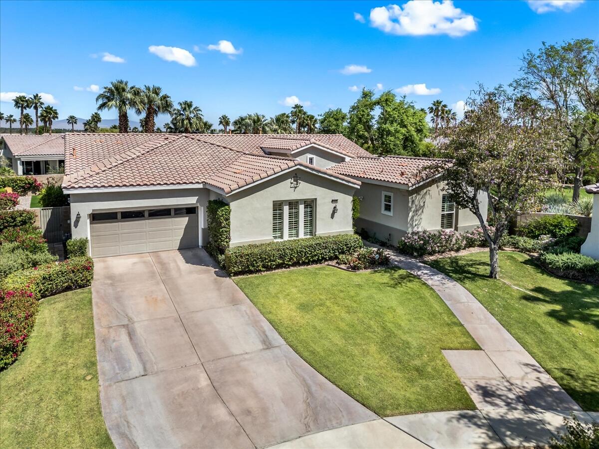 81836 Bowstring Circle La Quinta, CA 92253 - Photo 48 of 56 a aerial view of a house with swimming pool and furniture