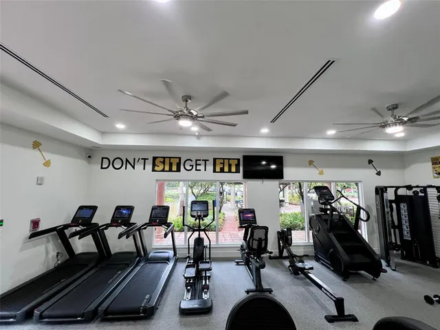 a view of a room with gym equipment