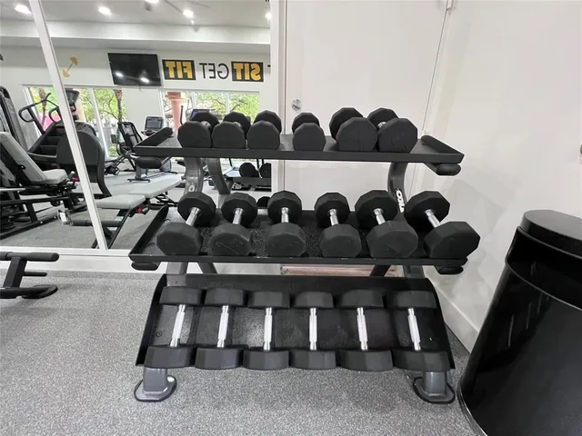 a view of a room with gym equipment