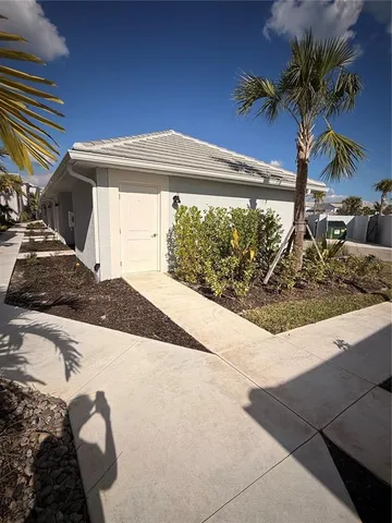 a view of a porch in front of a house
