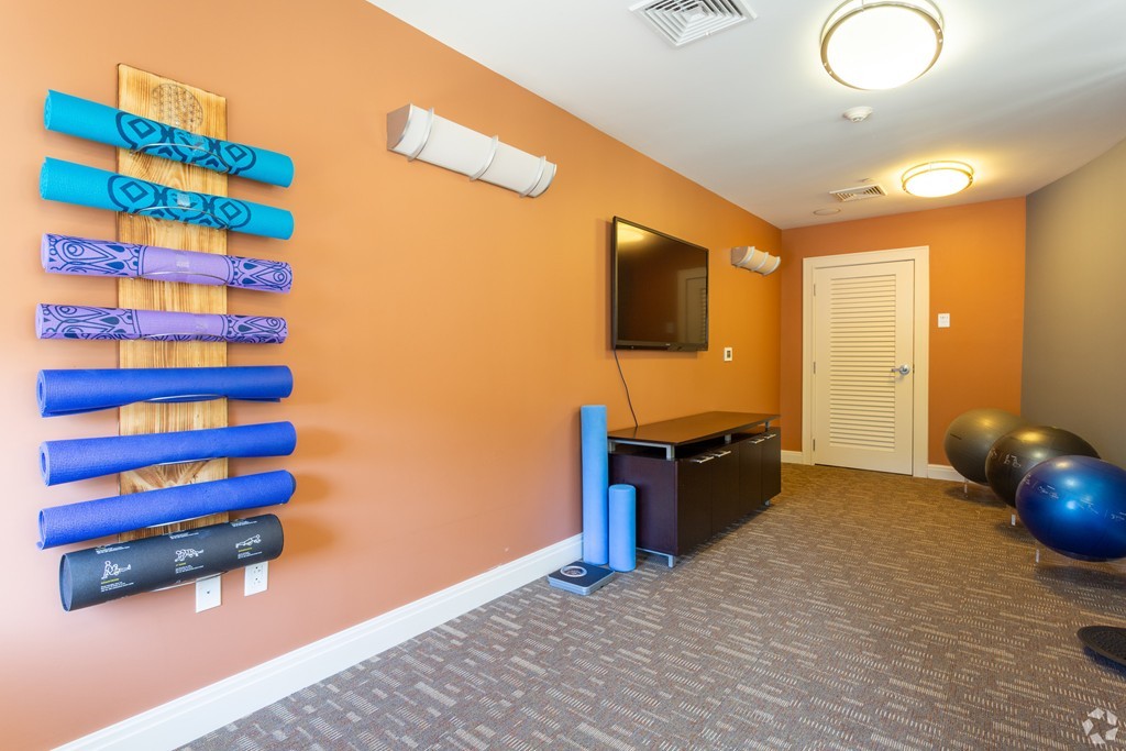 30 Mill Street, Unit 206 Arlington, MA 02476 - Photo 10 of 23 a kitchen with a wooden floor and a flat screen tv