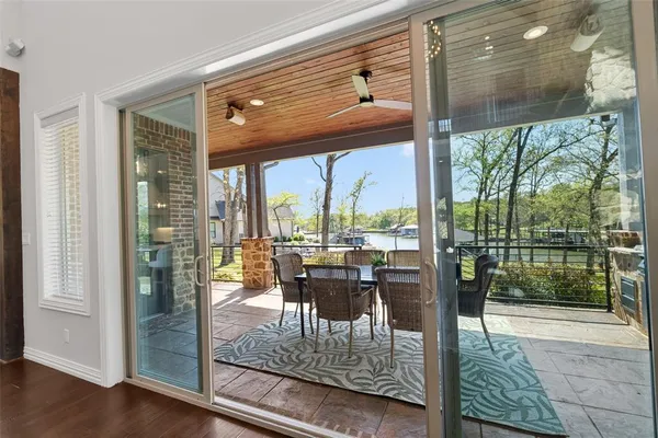 a view of a lake and trees