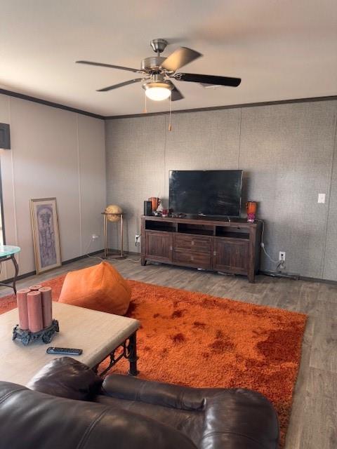 6218 Cr-4813 Pecan Gap, TX 75469 - Photo 11 of 30 Living area featuring ceiling fan and wood finished floors