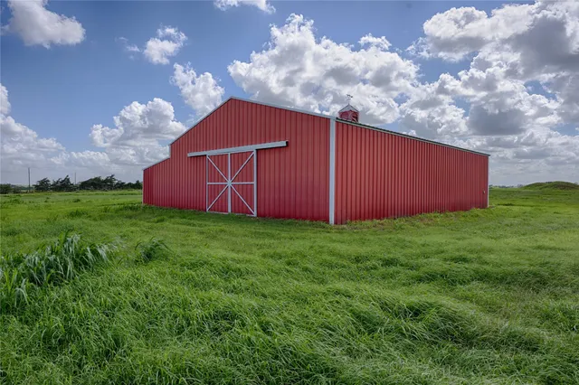 a view of a garage with storage