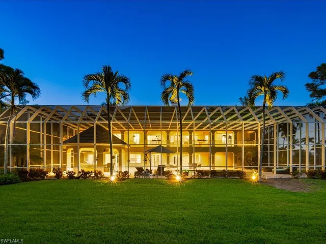 a view of a building with a big yard