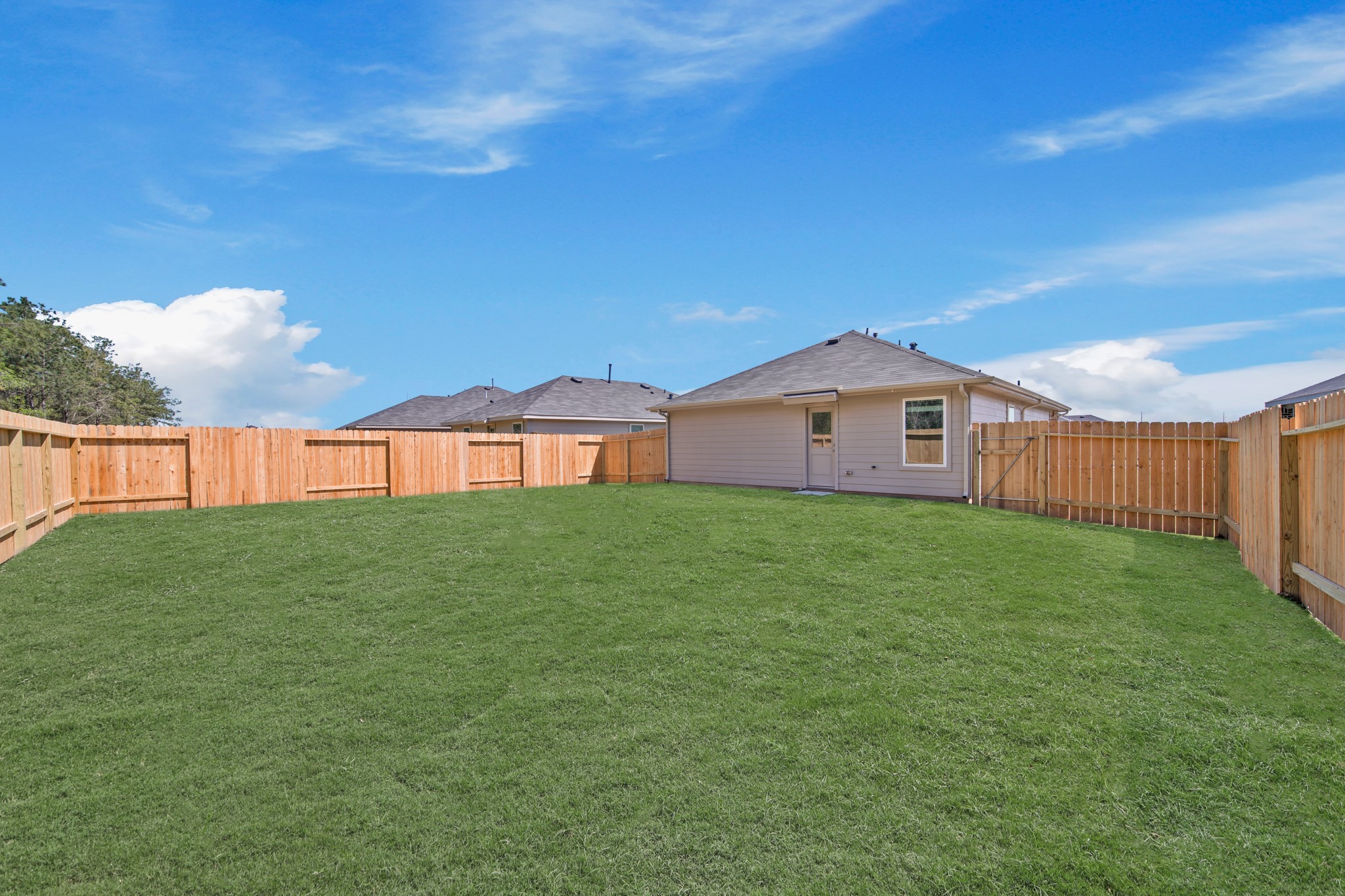 19956 Hilbert Road New Caney, TX 77357 - Photo 19 of 27 a view of a house with backyard and garden