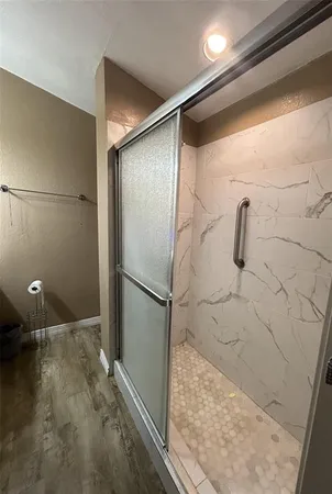 a bathroom with a shower