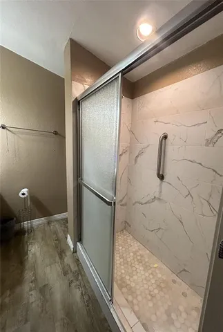 a bathroom with a shower