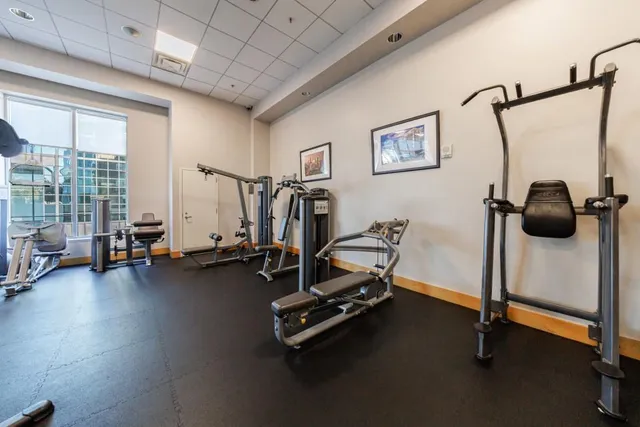 a view of a room with gym equipment