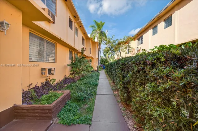 a view of a pathway along with potted plants