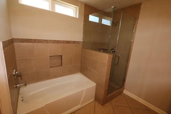 a bathroom with a bathtub