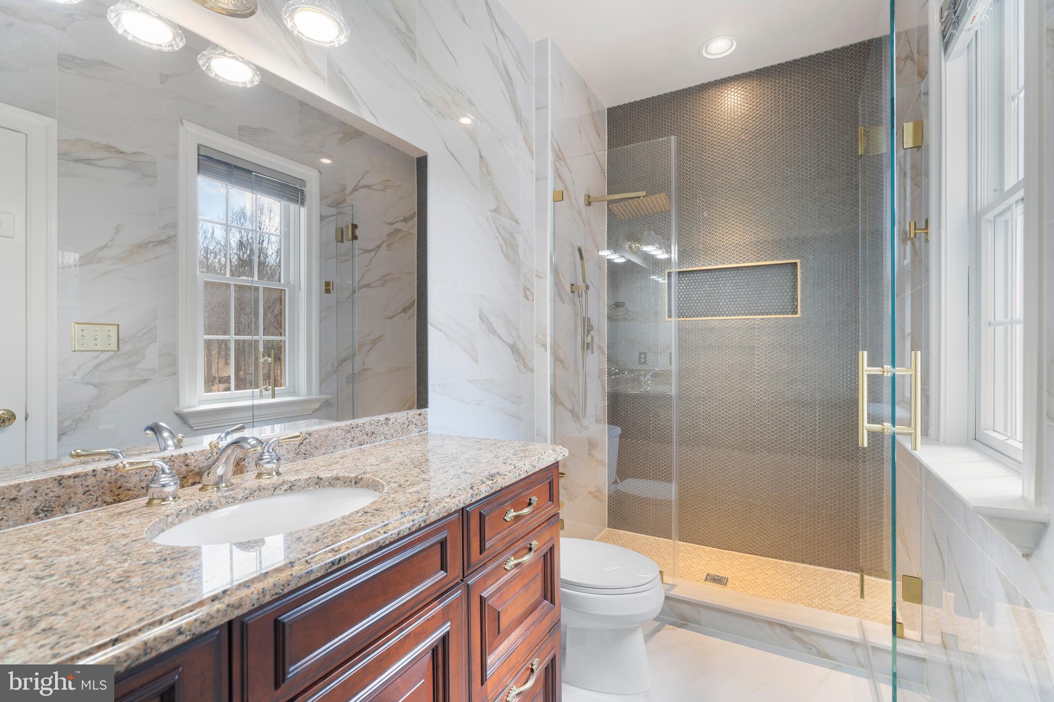 1410 Falls Crest Drive Fallston, MD 21047 - Photo 39 of 58 a bathroom with a granite countertop sink toilet and shower