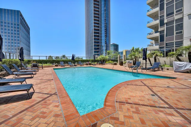 a view of swimming pool outdoor seating