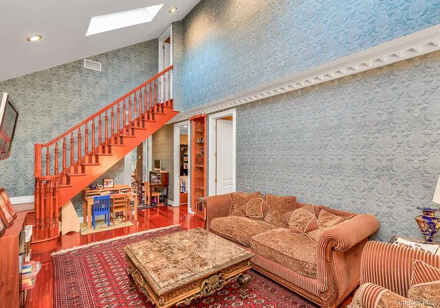 a living room with furniture