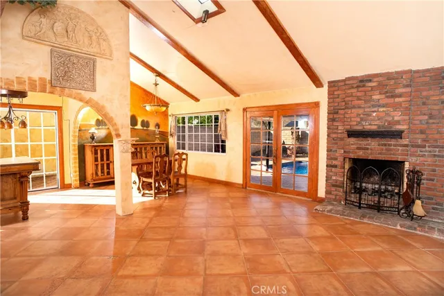 a view of an entryway with a fireplace