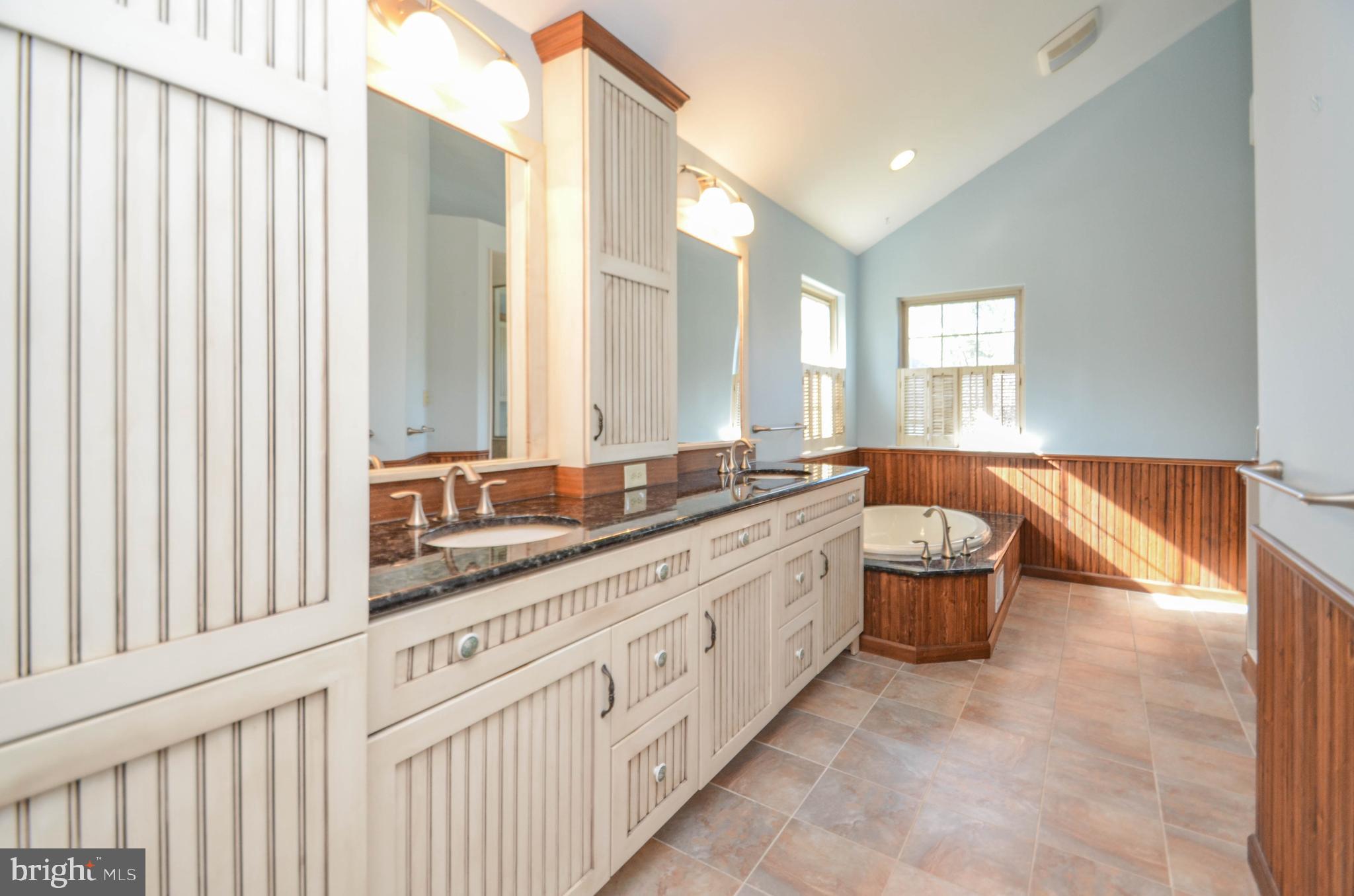 5382 Princeton Road Macungie, PA 18062 - Photo 14 of 33 a spacious bathroom with a double vanity sink a large mirror and a bathtub