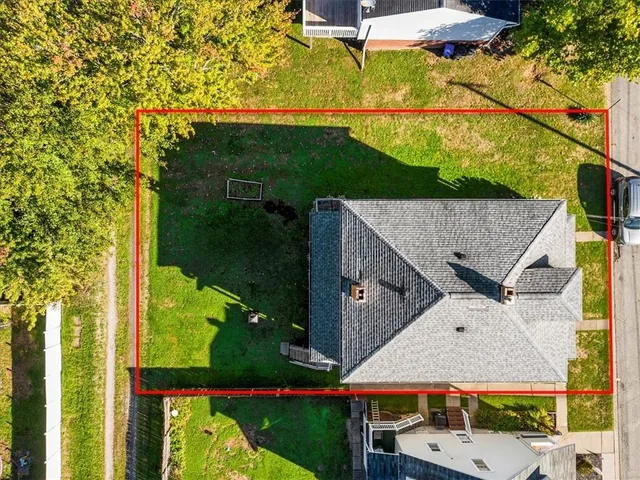 an aerial view of a house