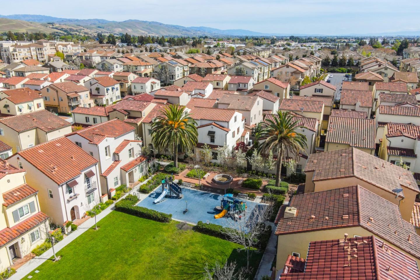 503 Palo Verde Common Fremont, CA 94539 - Photo 37 of 38 an aerial view of residential houses with outdoor space and parking