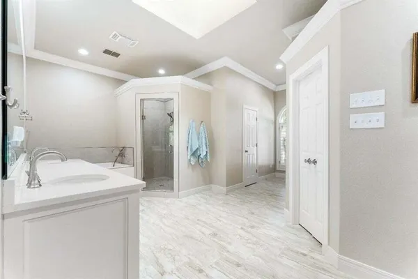 a bathroom with a shower