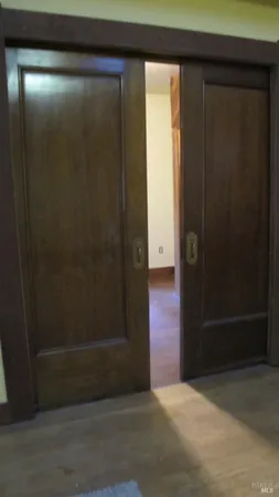 a view of wooden door