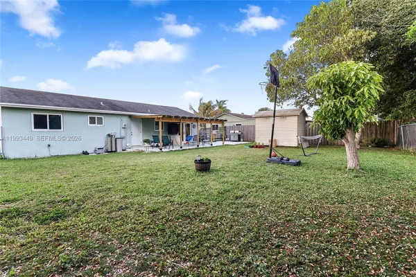 a view of house with backyard