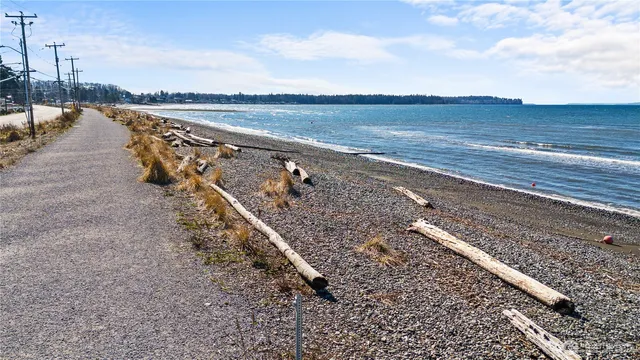 a view of a lake with a mountain