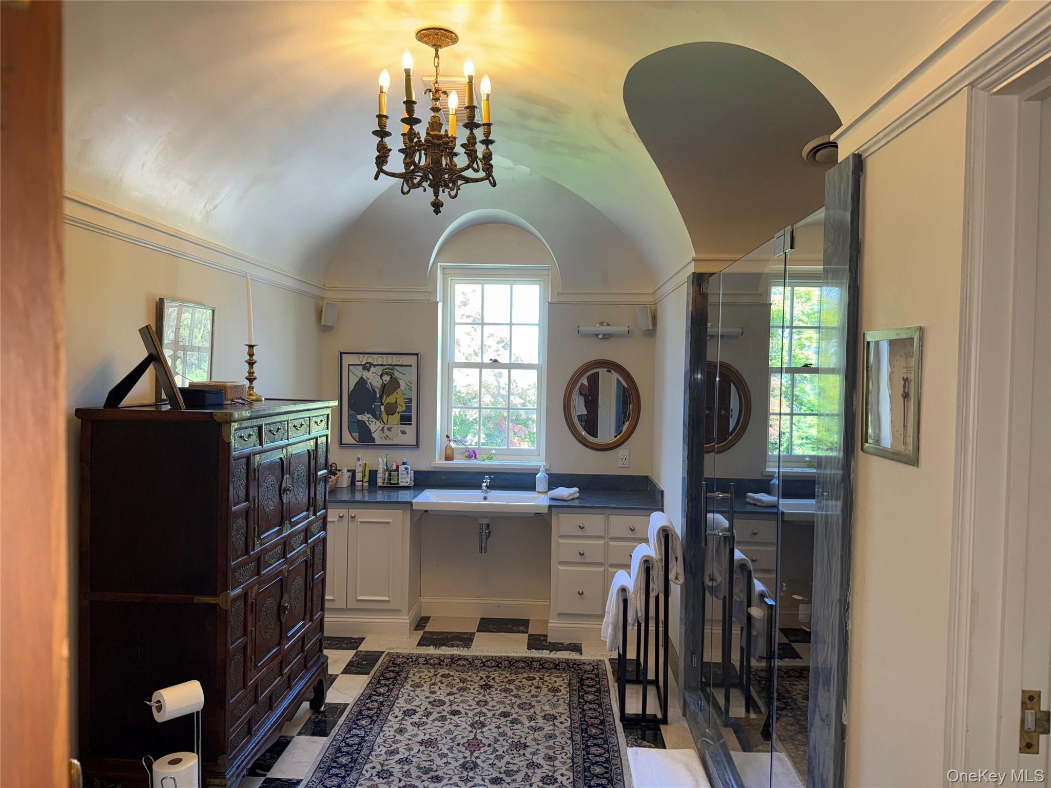 120 Ridge Road Tuxedo Park, NY 10987 - Photo 24 of 50 Laundry area featuring a chandelier and a sink