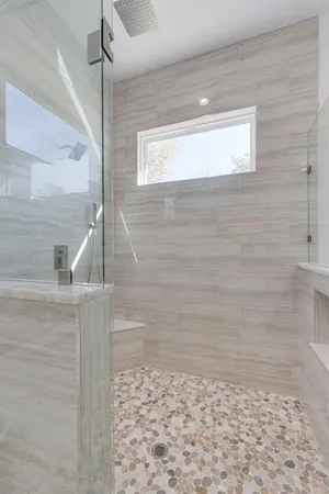 a bathroom with a shower