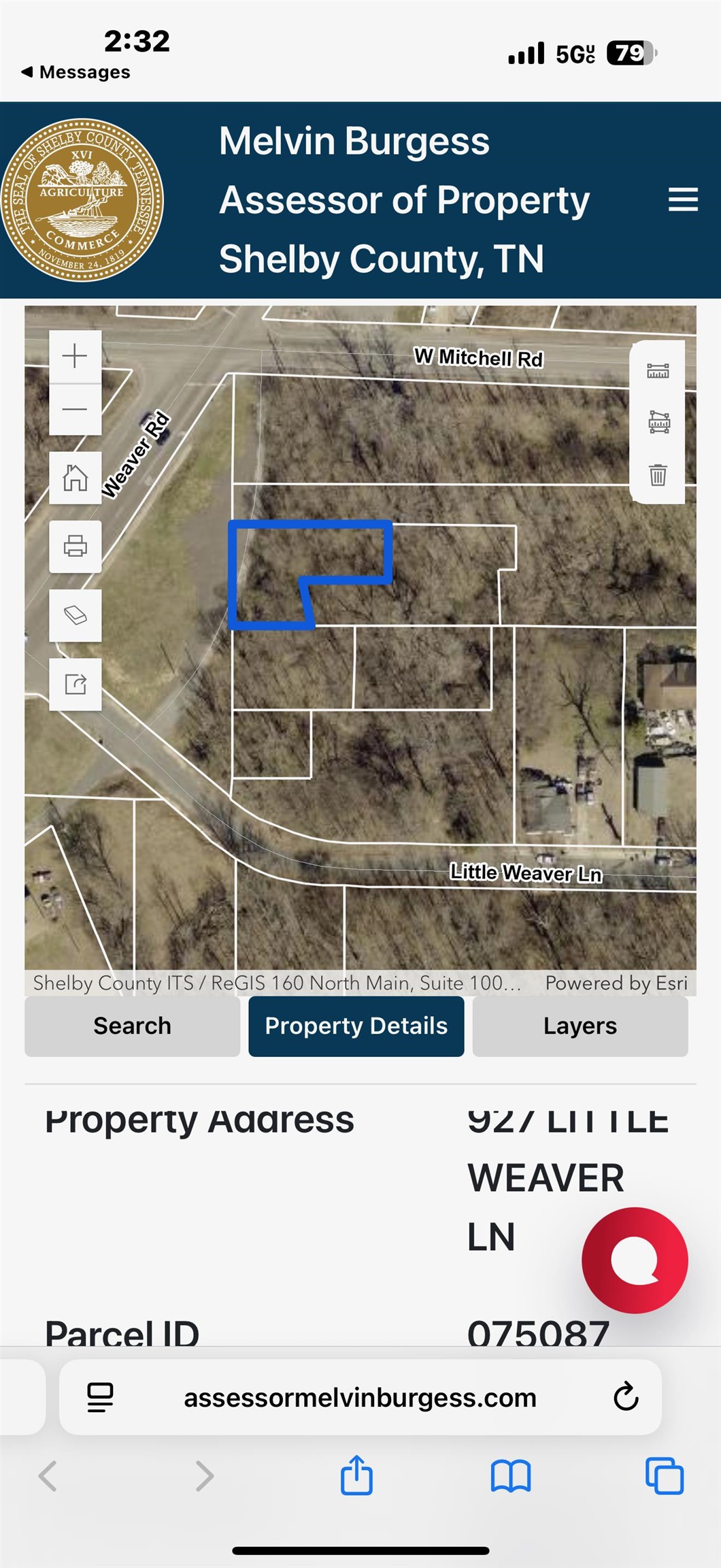 987 Weaver Road Memphis, TN 38109 - Photo 2 of 5 Aerial map of property and surrounding area