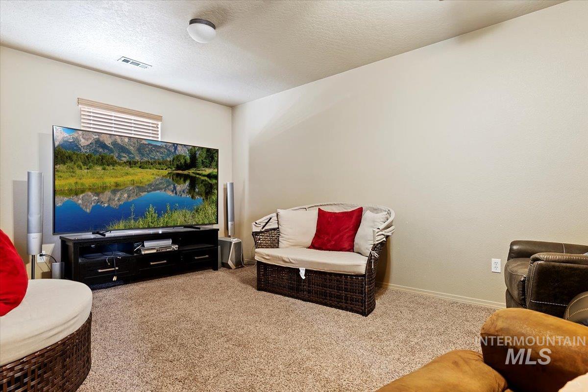 14057 Santa Cruz Street Caldwell, ID 83607 - Photo 12 of 26 Living room with carpet flooring and a textured ceiling